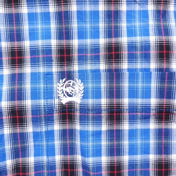 CINCH Shirt Mens Large Blue Button Down Windowpane Plaid Long Sleeve Cotton - Picture 2 of 6